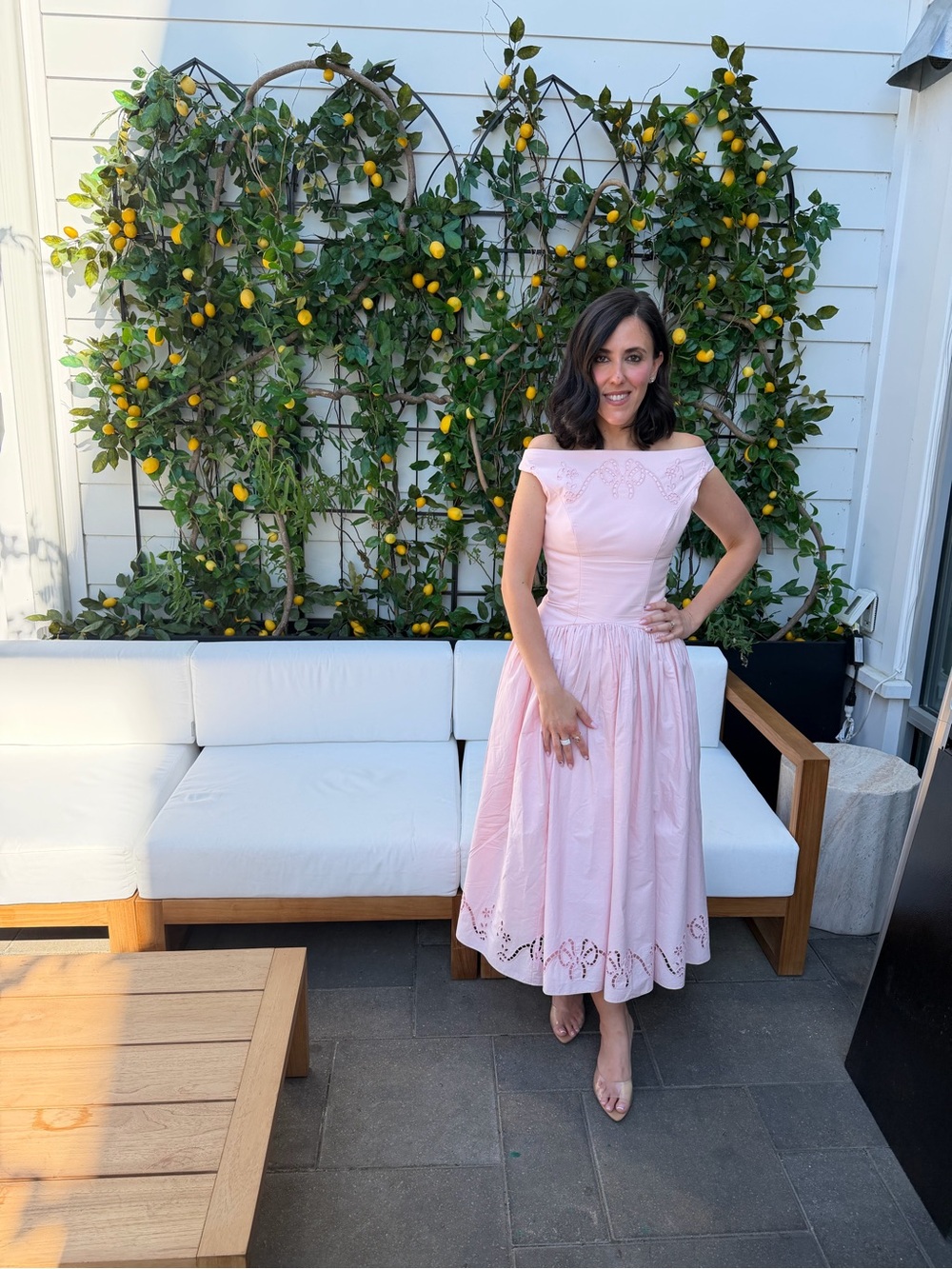 House of CB Blush Pink Off-Shoulder Midi Dress